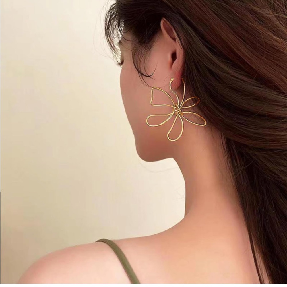 🎉Unique floral geometric earrings offer a modern twist on classic designs - Picture 5 of 12
